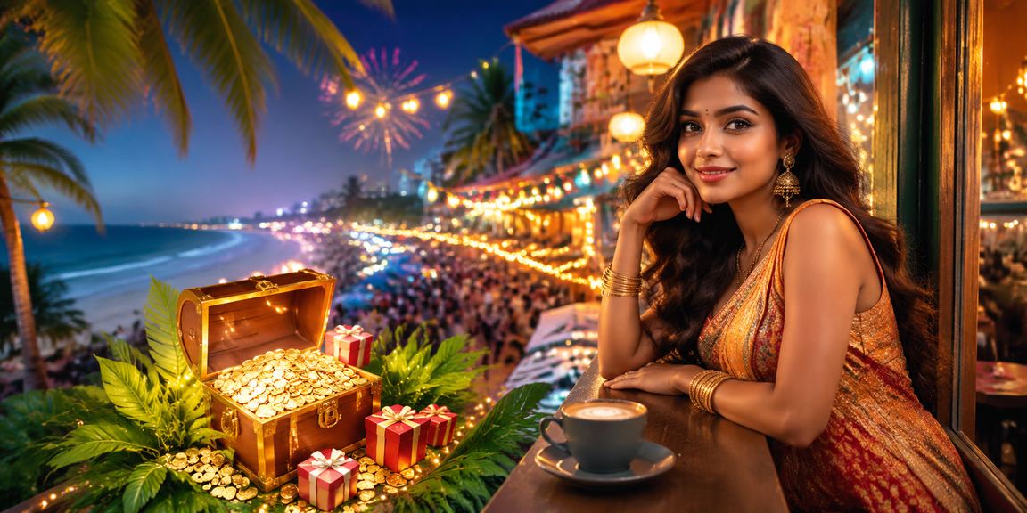 A view of beach with Indian cricket cash back bonus scene