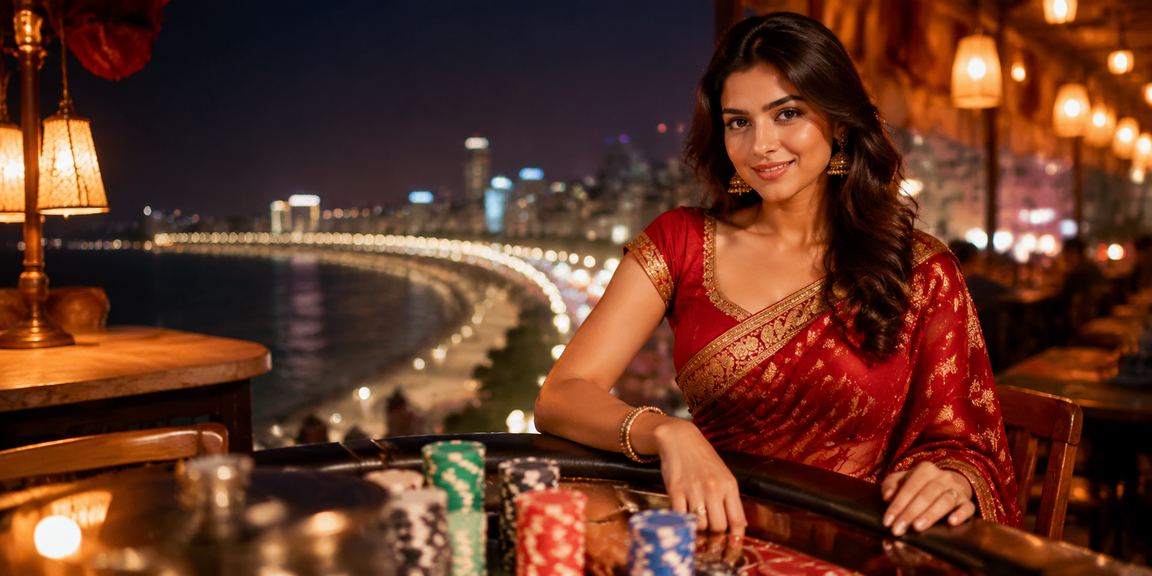 Evening view of Mumbai Marine Drive with betting theme